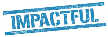 Mavi grungy dikdörtgen damga işareti üzerinde IMPACTFUL metin.