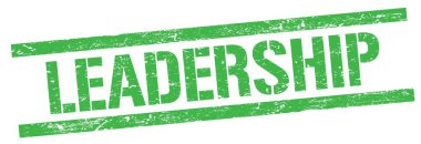 Yeşil grungy dikdörtgen damga işareti üzerinde LeadERship metni.