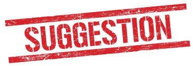 Kırmızı grungy dikdörtgen damga işareti üzerinde SUGGESTION metin.
