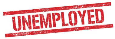 Kırmızı grungy dikdörtgen damga işareti üzerinde UNEMPLOYED metin.
