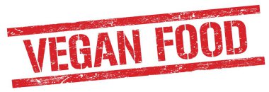 Kırmızı grungy dikdörtgen mühür işareti üzerinde VEGAN FOOD metin.