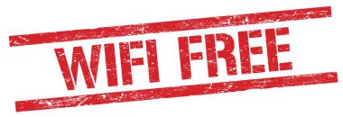 Kırmızı grungy dikdörtgen mühür işareti üzerinde WIFI özgür metin.