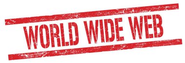DÜNYA WIDE Ağ Metni kırmızı çirkin dikdörtgen mühür işareti üzerinde.