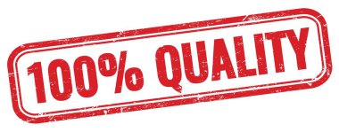 Kırmızı grungy dikdörtgen damgası üzerine% 100 nicelik metni.