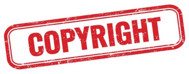 Kırmızı grungy dikdörtgen damgası üzerindeki COPYright metni.