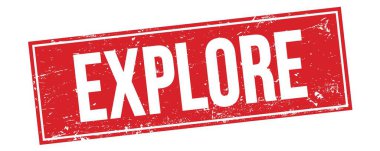 Kırmızı grungy dikdörtgen mühür işareti üzerinde ExPLORE metin.