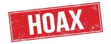 Kırmızı grungy dikdörtgen damga işareti üzerinde HOAX metni.