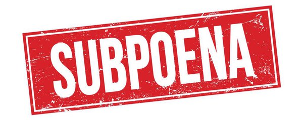 Текст SUBPOENA на красном грифе и прямоугольном штампе.