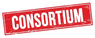 Kırmızı grungy dikdörtgen damga işareti üzerinde CONSORTIUM metin.