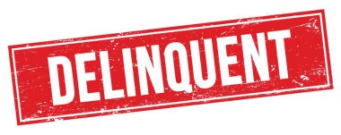 Kırmızı grungy dikdörtgen damga işareti üzerinde DELQUENT metin.