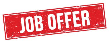 Kırmızı grungy dikdörtgen damga işareti üzerinde iş teklifi metni.