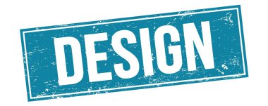 Mavi grungy dikdörtgen damga işareti üzerinde DESIGN metni.