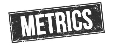 Siyah grungy dikdörtgen pul işareti üzerine METRICS metni.