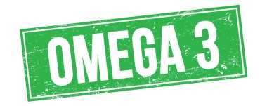 Yeşil grungy dikdörtgen mühür işareti üzerine OMEGA 3 metin.