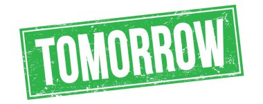 Yarın yeşil grungy dikdörtgen mühür işareti üzerine metin.