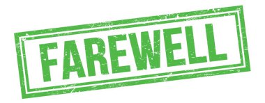 Yeşil grungy vintage dikdörtgen damgalı FAREWell metni.