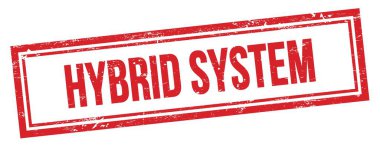 Kırmızı grungy vintage dikdörtgen damgalı HYBRID SİSTEM metin.