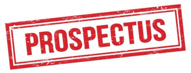 Kırmızı grungy vintage dikdörtgen damgalı PROSPECTUS metni.