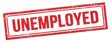 Kırmızı grungy vintage dikdörtgen damgalı UNEMPLOYED metin.