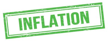 Yeşil grungy vintage dikdörtgen damgalı INFLATION metin.