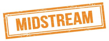 Turuncu grungy vintage dikdörtgen damgalı MIDSTREAM metni.