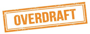 Turuncu grungy vintage dikdörtgen damgalı OVERDRAFT metni.