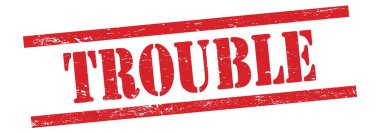 Kırmızı grungy vintage kauçuk damga üzerinde belalı metin.