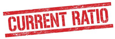 Kırmızı grungy dikdörtgen damga işareti üzerinde CURRENT RATIO metni.