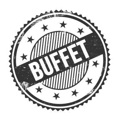 Açık büfe metni siyah grungy zig zag kenarları yuvarlak pul üzerine yazılmış.