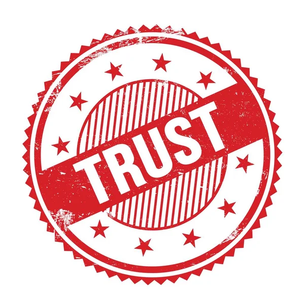 Trust Text Written Red Grungy Zig Zag Borders Stamp — Stock Photo, Image