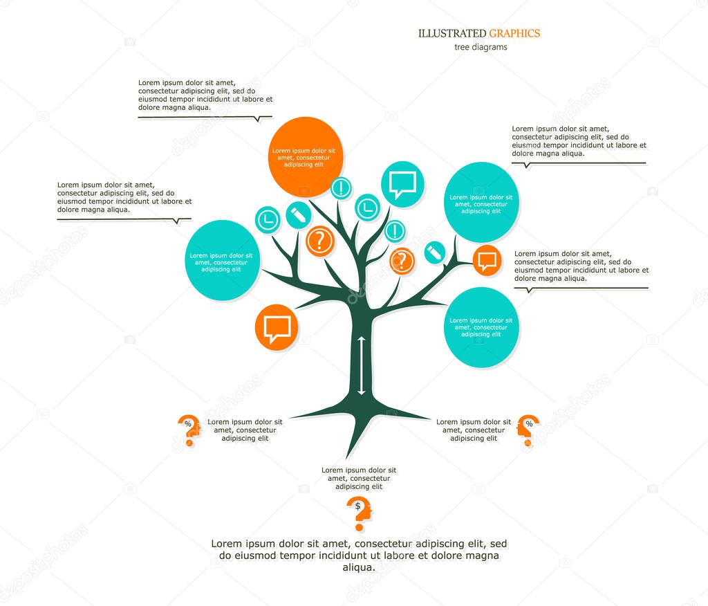 Tree as a business template for your presentation. Illustrated graphics for the layout workflow.
