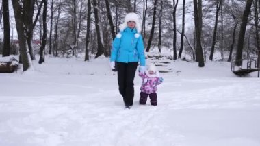 Anne kış aylarında karla kaplı park üzerinden yürüyüş sırasında el küçük kızının yol açar. Anne yaramaz ve ağlayan çocuk ile yürür. Noel