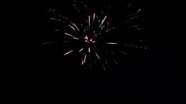 Beaux feux d'artifice de vacances. Collage de feux d'artifice colorés explosant dans le ciel nocturne — Photo