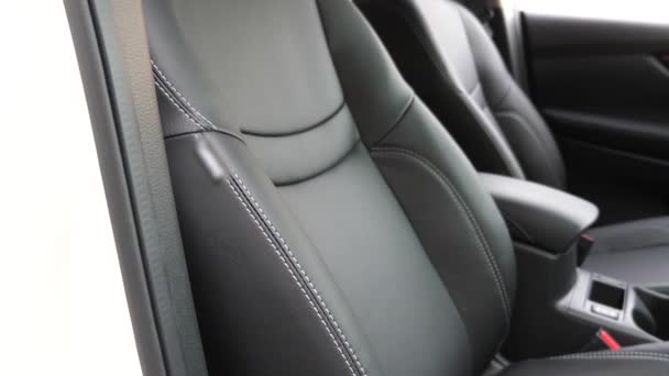 Housses de sièges en cuir noir dans la voiture . — Video