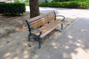 Parktaki ahşap bank.
