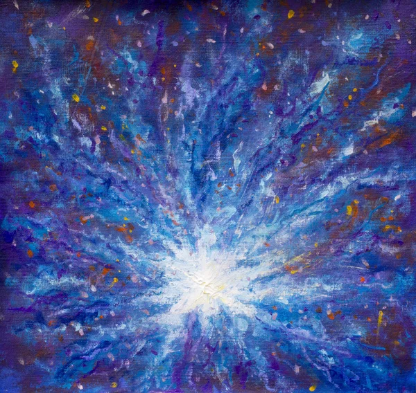 Painting Galaxy in space, Blue cosmic glow, beauty of universe, cloud of star, blur background, illustration artwork canvas. Pattern for astronomy websites,book.
