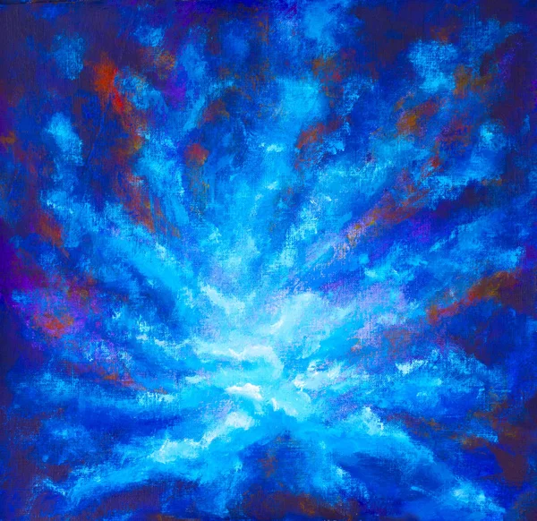 Painting Galaxy in space, Blue cosmic glow, beauty of universe, cloud of star, blur background, illustration artwork canvas. Pattern for astronomy websites,book.