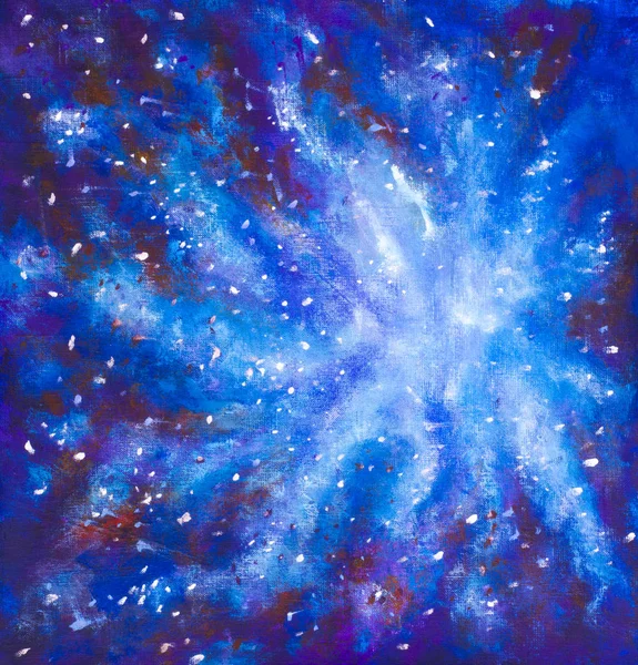 Painting Galaxy in space, Blue cosmic glow, beauty of universe, cloud of star, blur background, illustration artwork canvas. Pattern for astronomy websites,book.