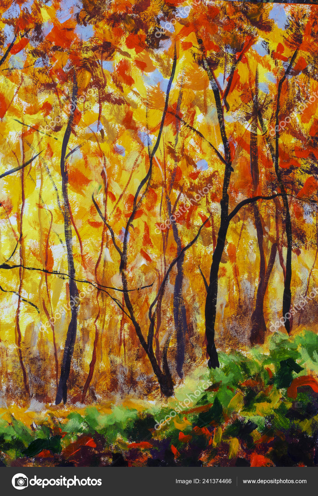 Original Oil Painting Canvas Autumn Forest Landscape Stock Photo Image By C Weris7554