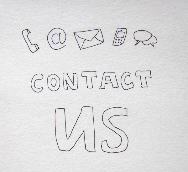 Contact us handwritten lettering icon or logo in modern line style. High quality black line for web site design and mobile apps  illustration on white paper background