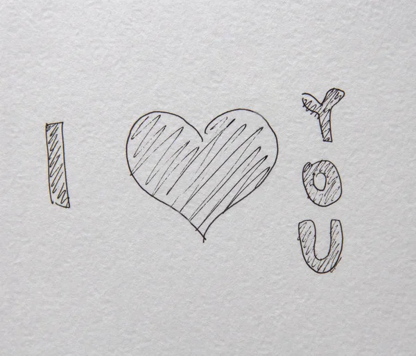 Heart shape Love handwritten lettering illustration. Hand drawn design for Valentine\'s day card background. Web icon, symbol, sign. Romantic wedding invitation. Art sketch graphic drawing on white paper