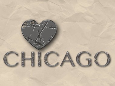 Renkli arka plana sahip Chicago metni
