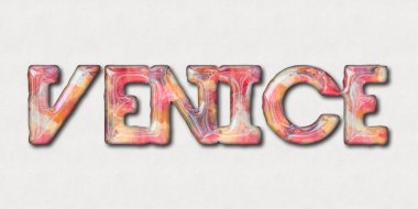 VENICE text with colored background
