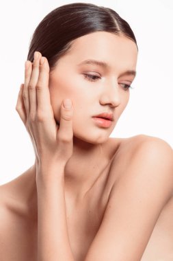 Portre, spa doğal güzel büyük gözler, duygu