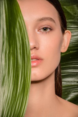 yeşil, çiçek, duygu portresi doğal büyük gözler