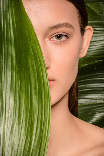 yeşil, çiçek, duygu portresi doğal büyük gözler