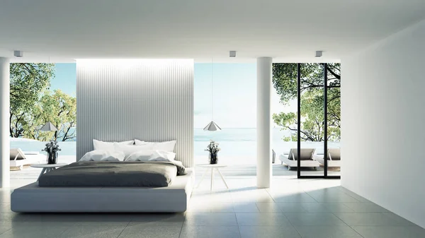 Interior Kamar Tidur Pantai Liburan Modern Luxury Gambar Render — Stok Foto