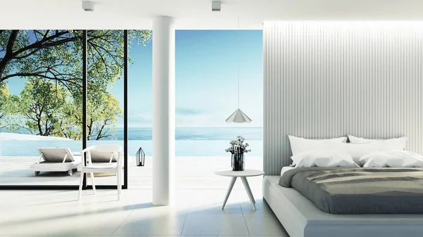 Beach Camera Letto Interno Vacanza Moderna Lusso Immagine Rendering — Foto Stock