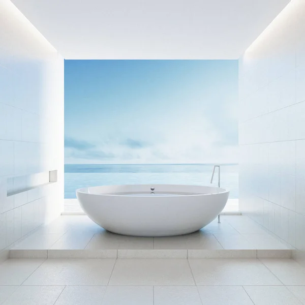 Bagno Sulla Spiaggia Hotel Lusso Moderno Interni Rendering — Foto Stock