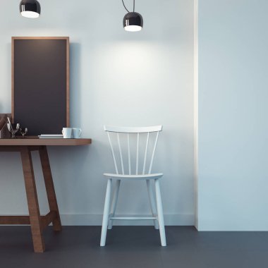 çalışma odası ve modern ofis iç / 3d render